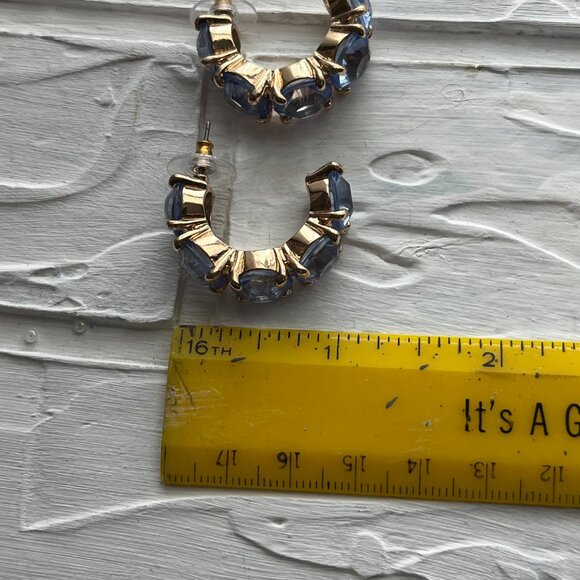 Vintage earrings, Blue Crystal & Beige Rhinestone pierced earring sets, 2 sets - Picture 14 of 15